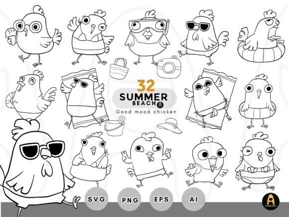 32 Chicken and Summer Beach Svg for Cut: A Creative Design Bundle