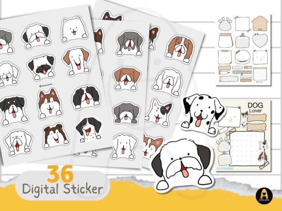 Adorable Canine Companions: Digital Stickers for Every Project
