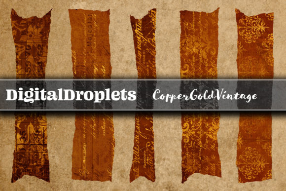 Copper Gold Vintage Washi Tapes: 180 Digital Textures for Modern Design