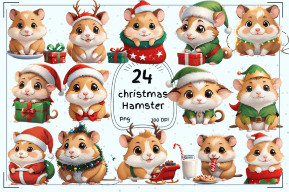 Enchanting Christmas Hamster Clipart for Festive Designs