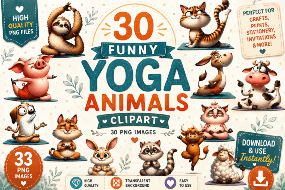 Injecting Whimsy into Your Work with Funny Yoga Animals Clipart