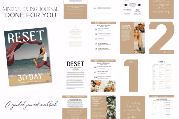 Mindful Eating 30 Day Reset PLR Canva: Design Your Wellness Brand