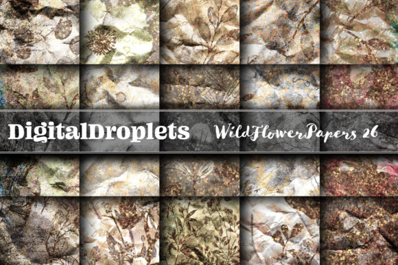 Wild Flowers Papers Vol. 26: Textured & Glittered Digital Backgrounds
